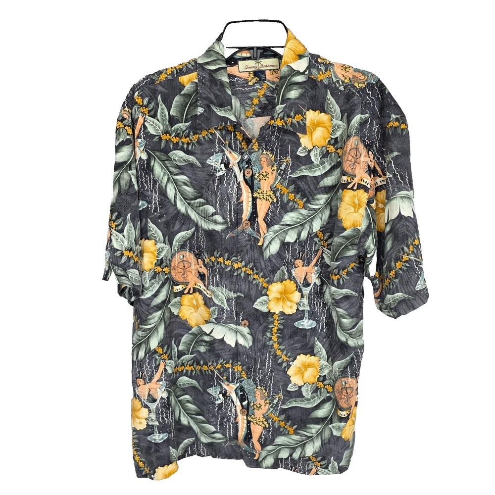 Tommy Bahama‎ Hawaiian Shirt 2004 Full Swing Mens Medium Button Up Vacation Silk